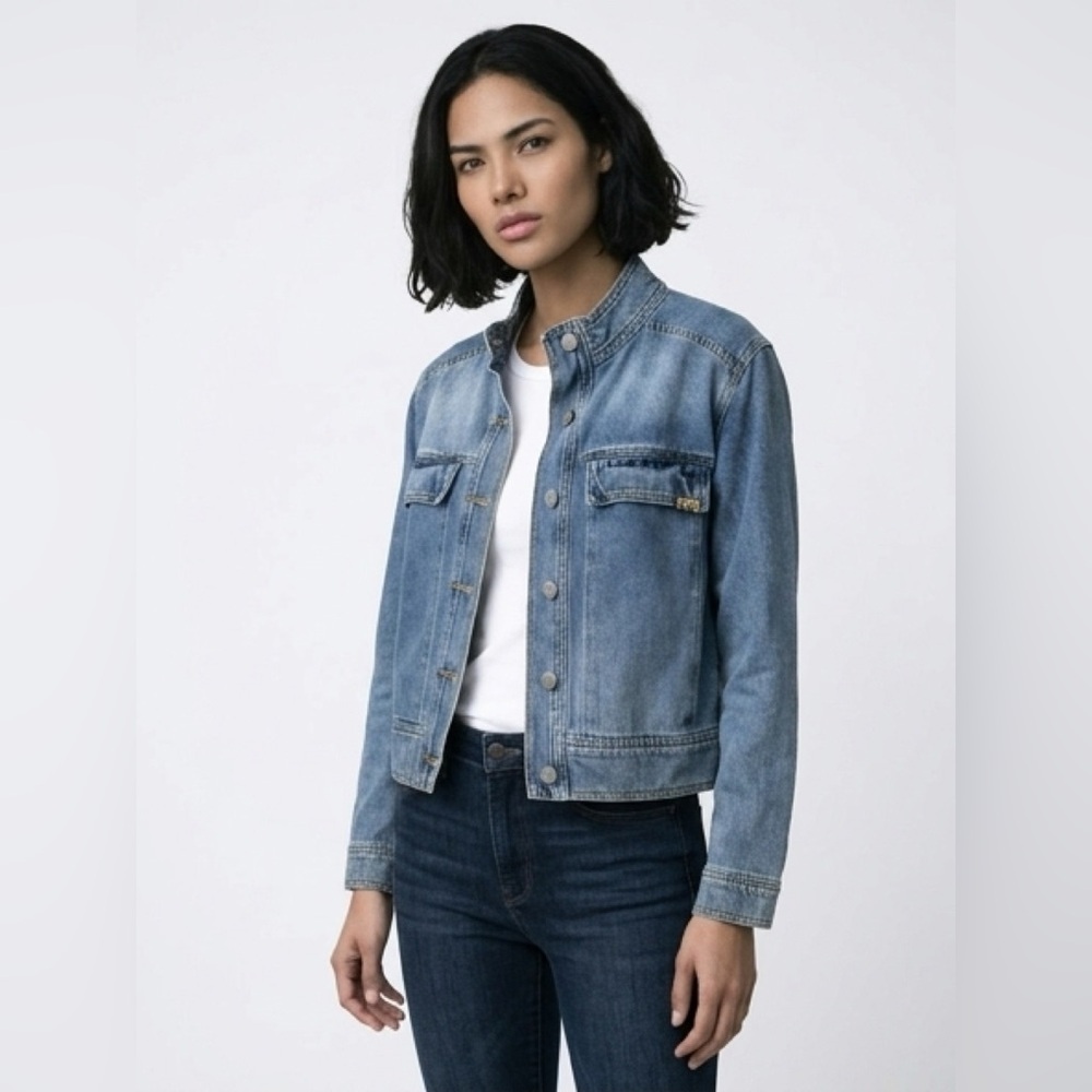 Outdoor Spring Fall Classic ZYIA M Blue Denim Jacket Cotton Athleisure Normcore - Picture 3 of 15